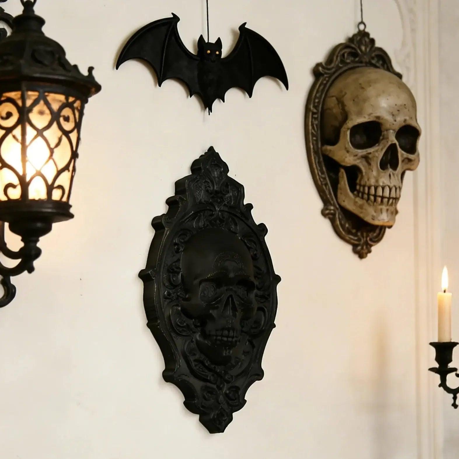 Gothic Dark Style Retro Carved Frame Skull Wall Decoration For Dark Style Home Wall & Witchy Halloween Decoration-MoonChildWorld