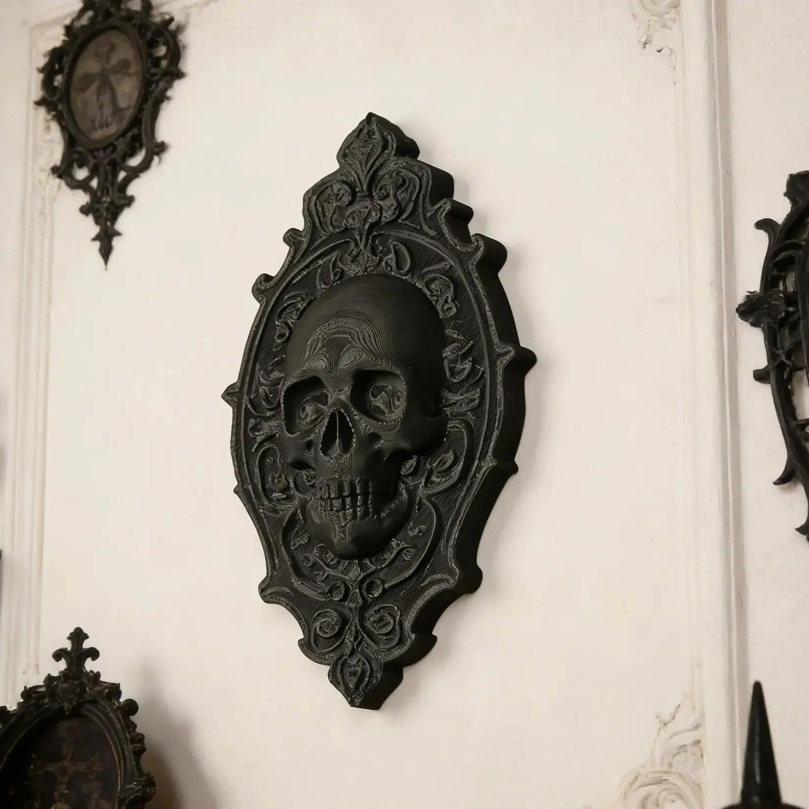 Gothic Dark Style Retro Carved Frame Skull Wall Decoration For Dark Style Home Wall & Witchy Halloween Decoration-MoonChildWorld