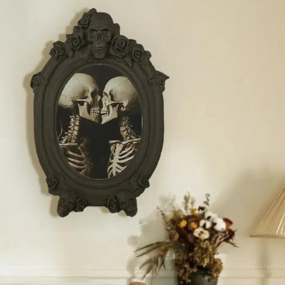 Gothic Dark Style Skull Rose Decorative Photo Frame Halloween Wall Decoration-MoonChildWorld