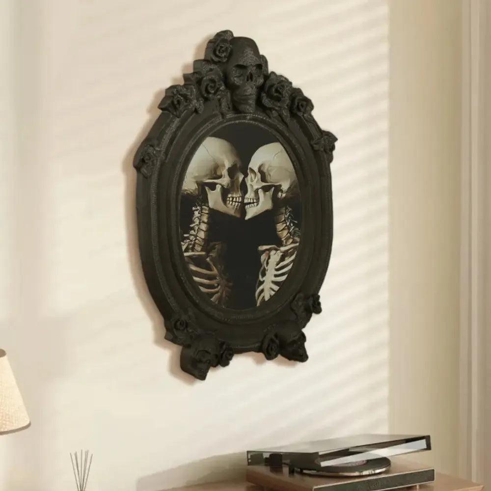 Gothic Dark Style Skull Rose Decorative Photo Frame Halloween Wall Decoration-MoonChildWorld