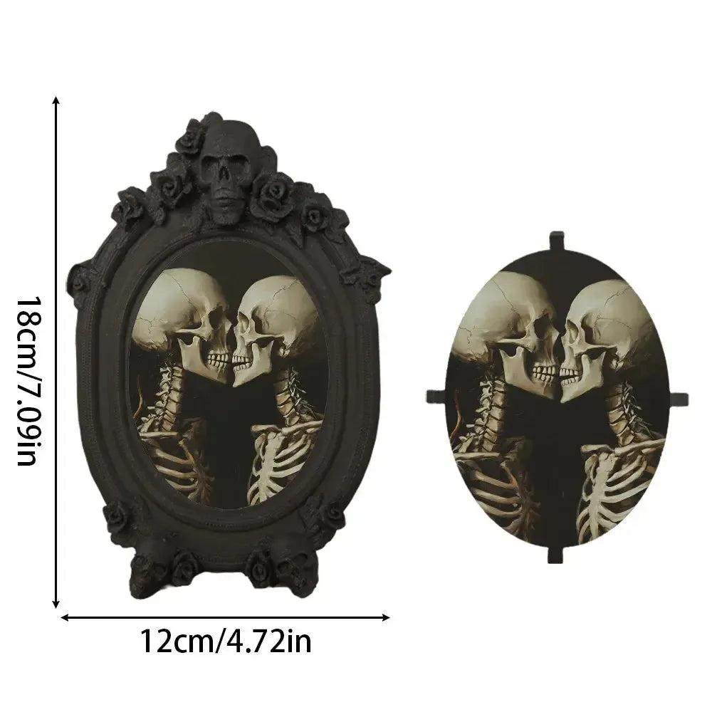 Gothic Dark Style Skull Rose Decorative Photo Frame Halloween Wall Decoration-MoonChildWorld