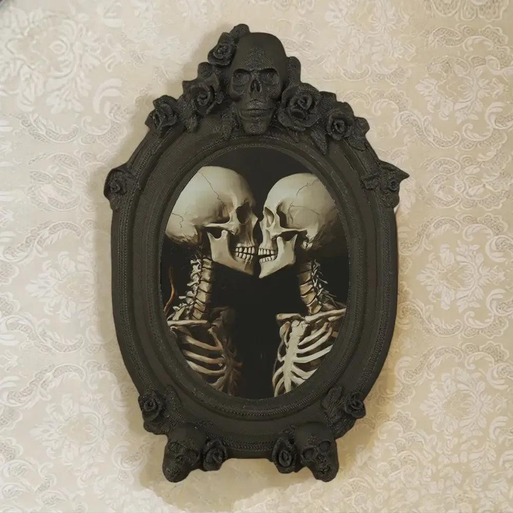 Gothic Dark Style Skull Rose Decorative Photo Frame Halloween Wall Decoration-MoonChildWorld