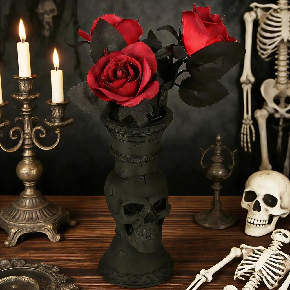 Gothic Dark Style Skull Shaped Decorative Vase Halloween Home Decor-MoonChildWorld