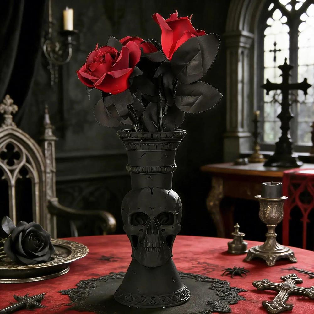 Gothic Dark Style Skull Shaped Decorative Vase Halloween Home Decor-MoonChildWorld