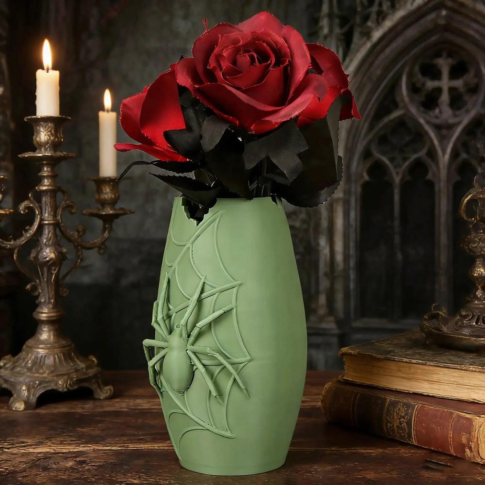 Gothic Dark Style Spider Web & Spider Shaped Decorative Vase Halloween Home Decor-MoonChildWorld