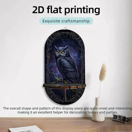 Gothic Forest Owl Floating Shelves Wicca Altar Decor - Witchy Decorative Wall Shelf for Crystals, Candles-MoonChildWorld