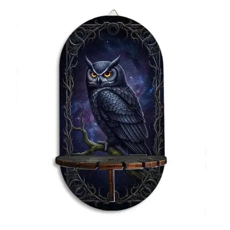 Gothic Forest Owl Floating Shelves Wicca Altar Decor - Witchy Decorative Wall Shelf for Crystals, Candles-MoonChildWorld
