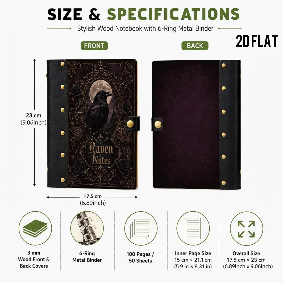 Gothic Full Moon Raven Castle Journal - dark witch grimoire - MoonChildWorld