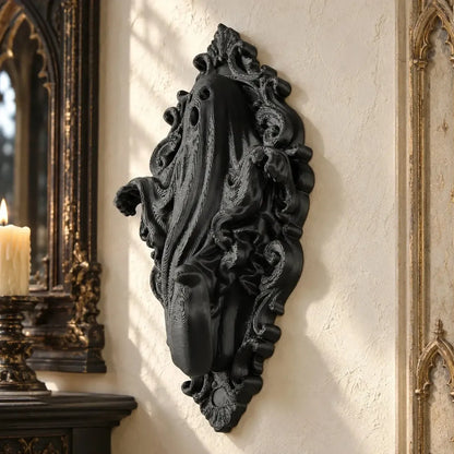 Ghost wall hook front view with baroque scrollwork