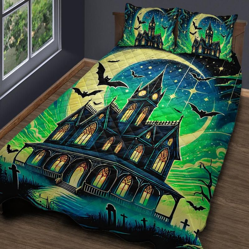 Gothic Halloween Castle Quilt Bedding Set-MoonChildWorld