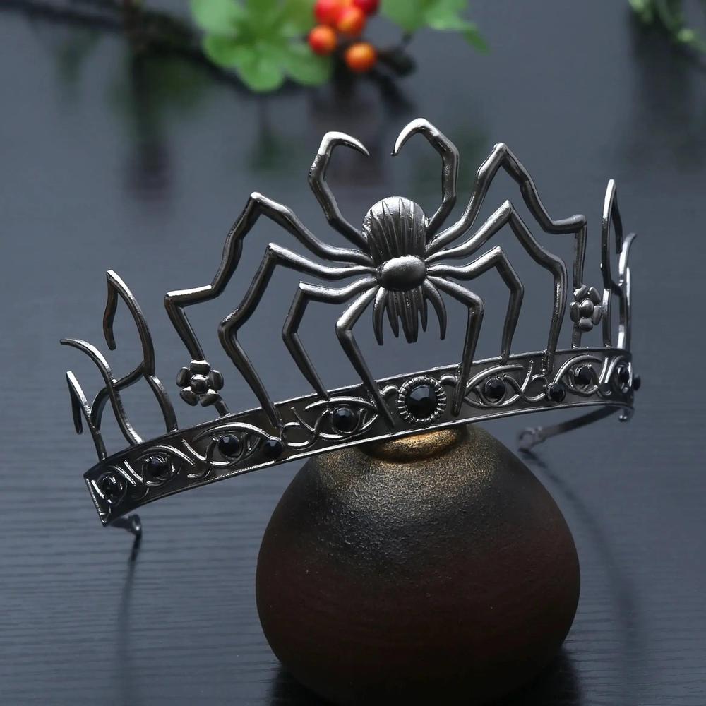 Gothic Halloween Crown - Black Spider Witch Tiaras Hair Accessories Vampire Accessory-MoonChildWorld