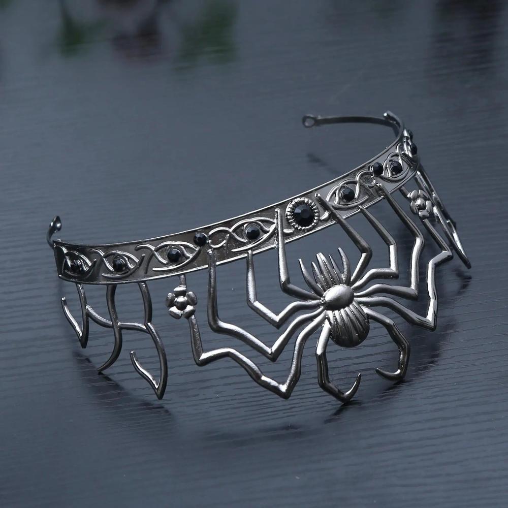 Gothic Halloween Crown - Black Spider Witch Tiaras Hair Accessories Vampire Accessory-MoonChildWorld