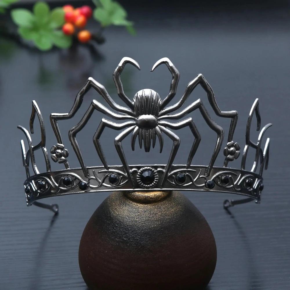 Gothic Halloween Crown - Black Spider Witch Tiaras Hair Accessories Vampire Accessory-MoonChildWorld