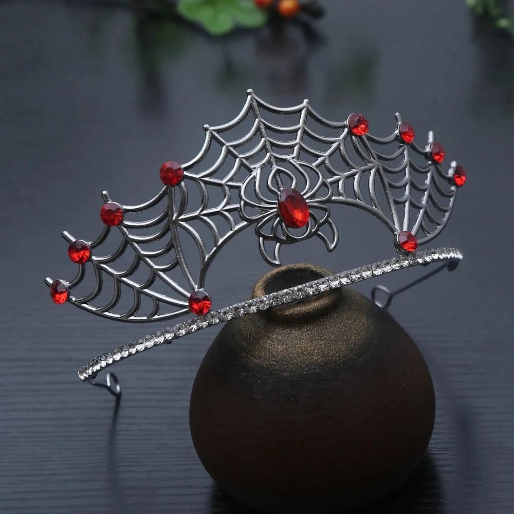 Gothic Halloween Crown - Crystal Black Spider Witch Tiaras Hair Accessories Vampire Accessory-MoonChildWorld