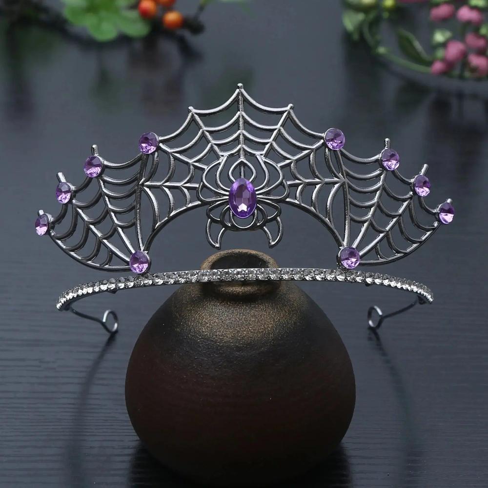 Gothic Halloween Crown - Crystal Black Spider Witch Tiaras Hair Accessories Vampire Accessory-MoonChildWorld