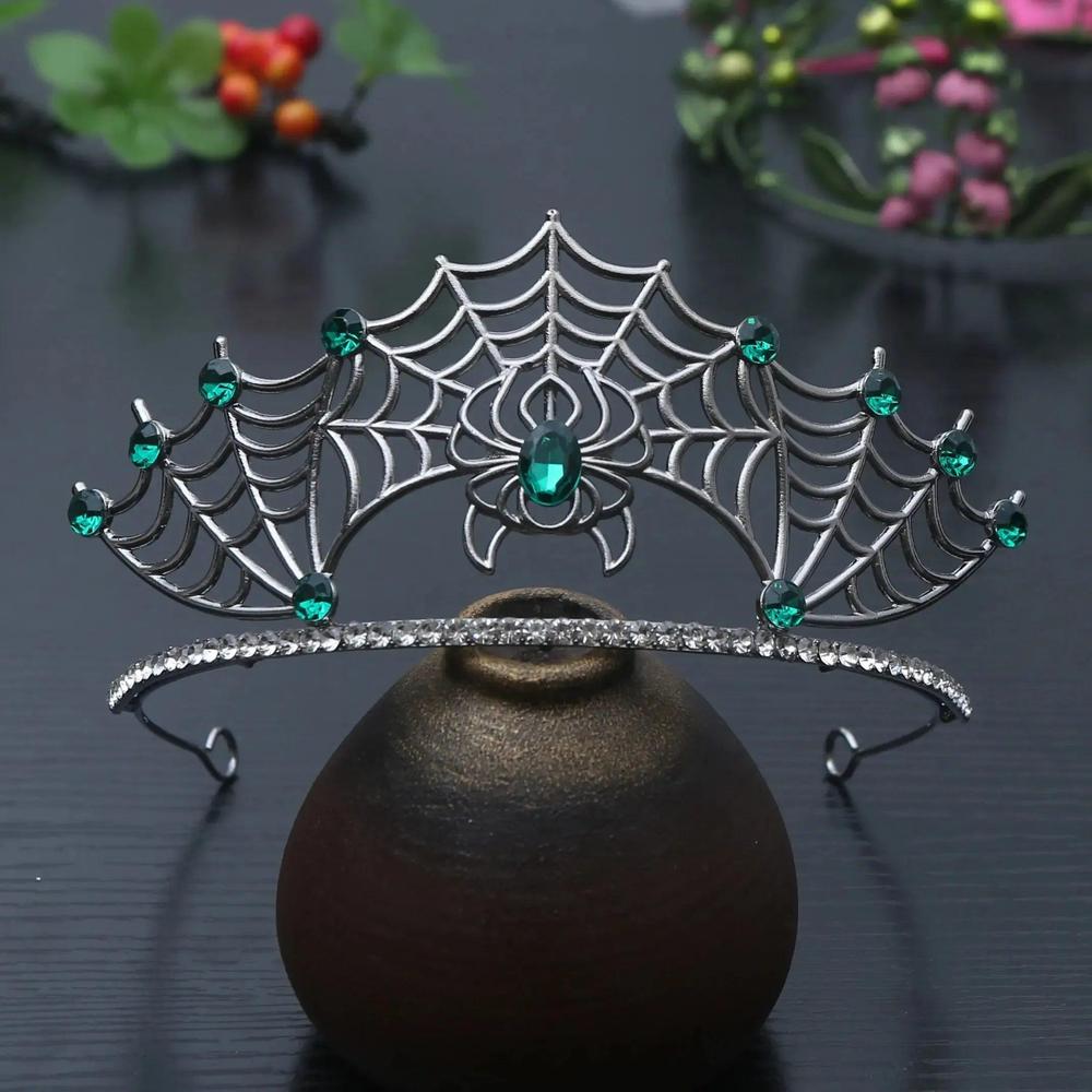 Gothic Halloween Crown - Crystal Black Spider Witch Tiaras Hair Accessories Vampire Accessory-MoonChildWorld