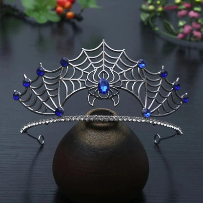 Gothic Halloween Crown - Crystal Black Spider Witch Tiaras Hair Accessories Vampire Accessory-MoonChildWorld