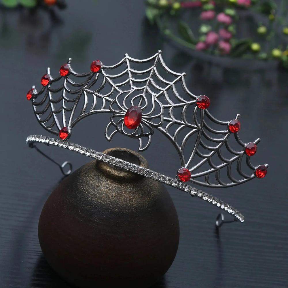 Gothic Halloween Crown - Crystal Black Spider Witch Tiaras Hair Accessories Vampire Accessory-MoonChildWorld