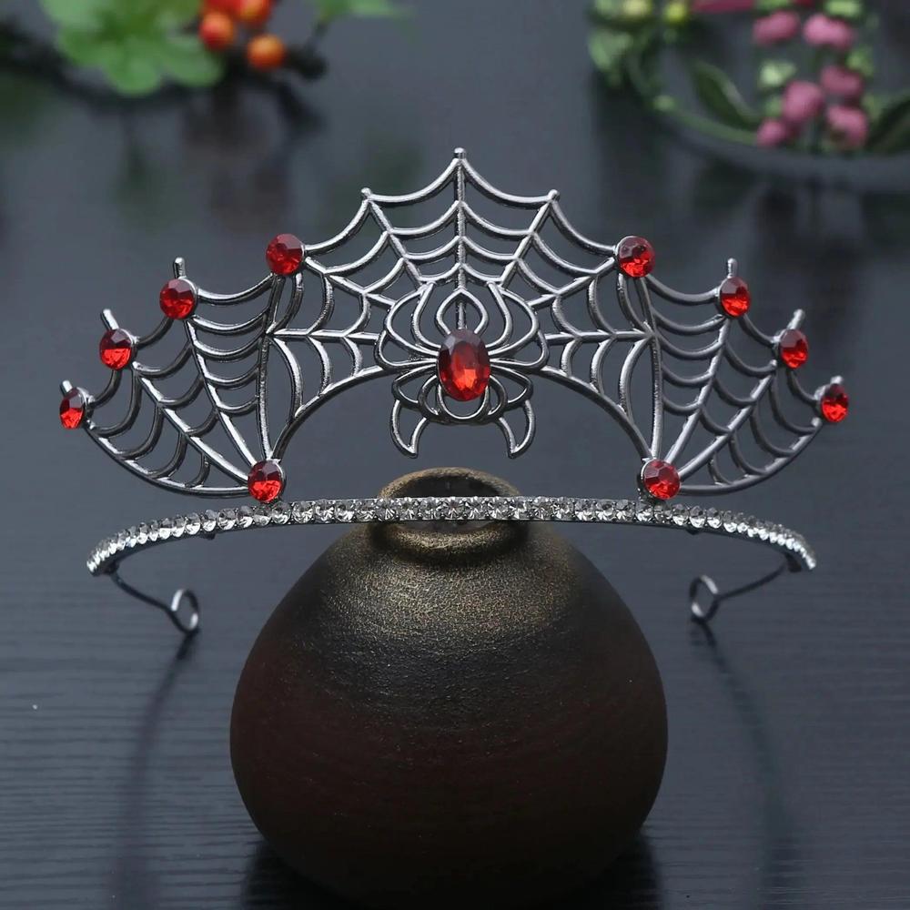 Gothic Halloween Crown - Crystal Black Spider Witch Tiaras Hair Accessories Vampire Accessory-MoonChildWorld