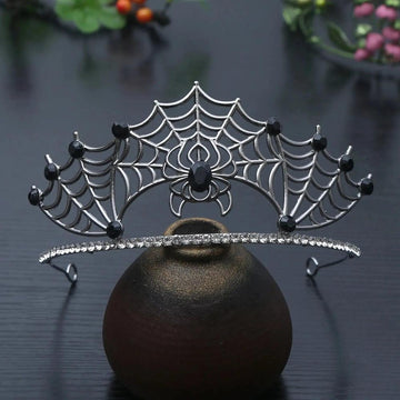 Gothic Halloween Crown - Crystal Black Spider Witch Tiaras Hair Accessories Vampire Accessory-MoonChildWorld