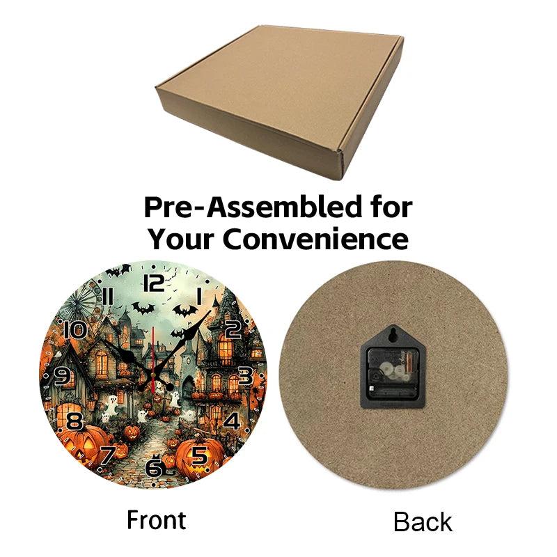 Gothic Halloween Wooden Wall Clock-MoonChildWorld