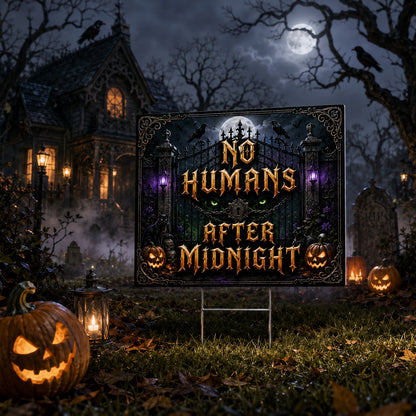 Gothic Haunted Halloween Night Witchy Yard Sign - close up detail