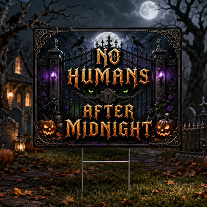 Gothic Haunted Halloween Night Witchy Yard Sign - front view