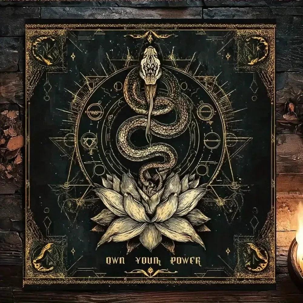 Gothic Lotus Witchy Snake Altar Cloth Wicca Tarot Tablecloth for Divination Pagan Decor-MoonChildWorld