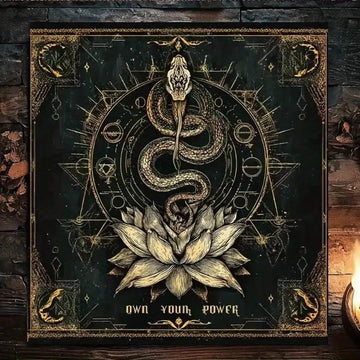 Gothic Lotus Witchy Snake Altar Cloth Wicca Tarot Tablecloth for Divination Pagan Decor-MoonChildWorld