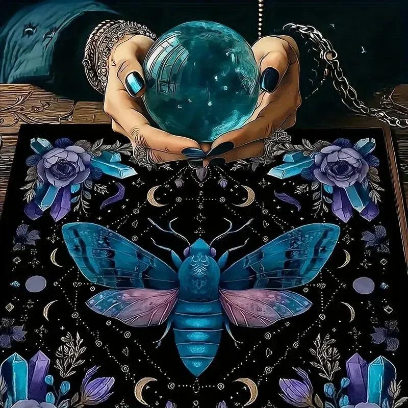 Gothic Luna Moth Witch Altar Cloth - Witchcraft Tarot Tablecloth for Reading Divination Wicca Home Decor-MoonChildWorld