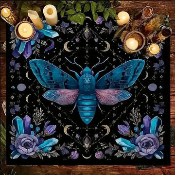 Gothic Luna Moth Witch Altar Cloth - Witchcraft Tarot Tablecloth for Reading Divination Wicca Home Decor-MoonChildWorld