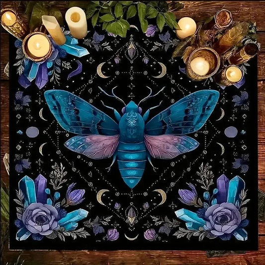 Gothic Luna Moth Witch Altar Cloth - Witchcraft Tarot Tablecloth for Reading Divination Wicca Home Decor-MoonChildWorld