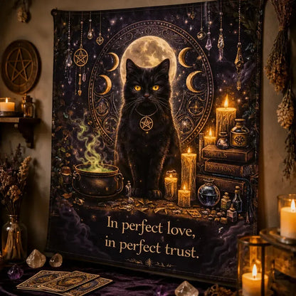 Gothic Moon Black Cat Tapestry – Witchy Gothic Wiccan Wall Hanging_mockup_3.webp