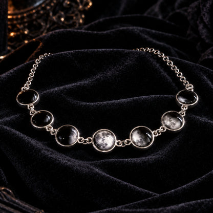 Gothic Moon Phase Choker - Lunar Cycle Celestial Necklace-MoonChildWorld
