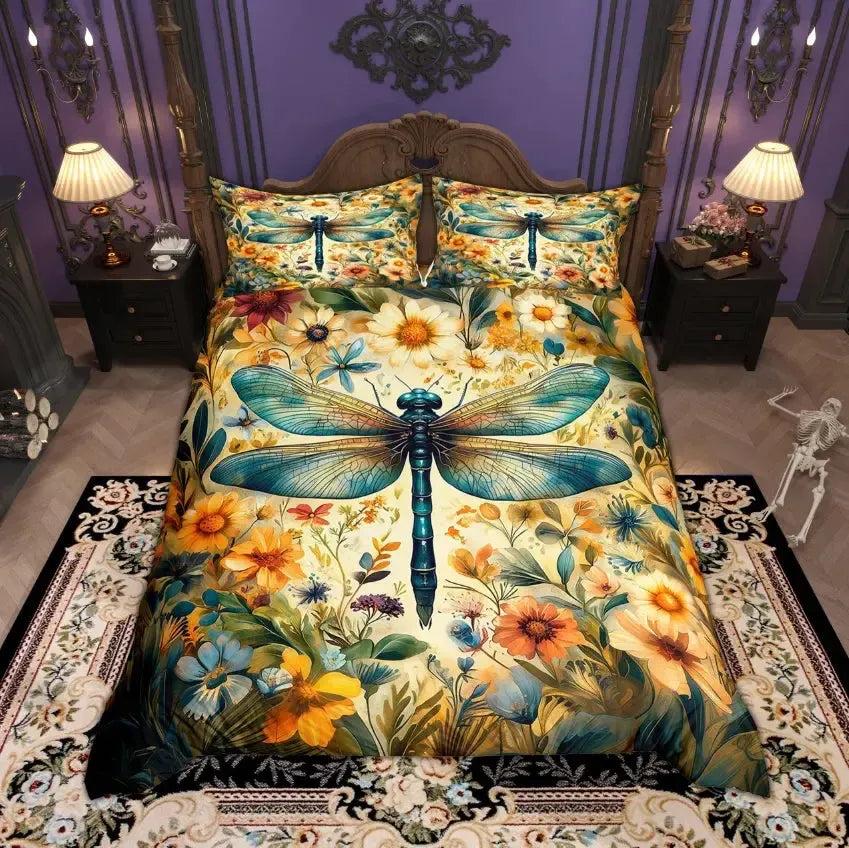 Gothic Moth Duvet Cover Set Hippie Dragonfly Bedding Set Witchy Home Decor-MoonChildWorld