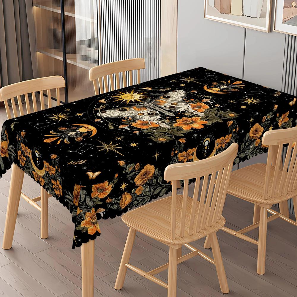 Gothic Moth Sun Moon Butterfly Witchy Tablecloth Wiccan Home Decor-MoonChildWorld