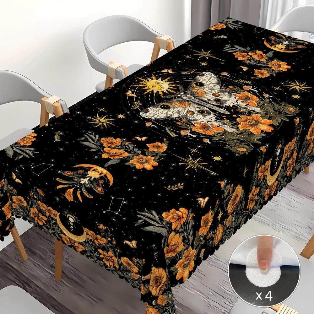 Gothic Moth Sun Moon Butterfly Witchy Tablecloth Wiccan Home Decor-MoonChildWorld