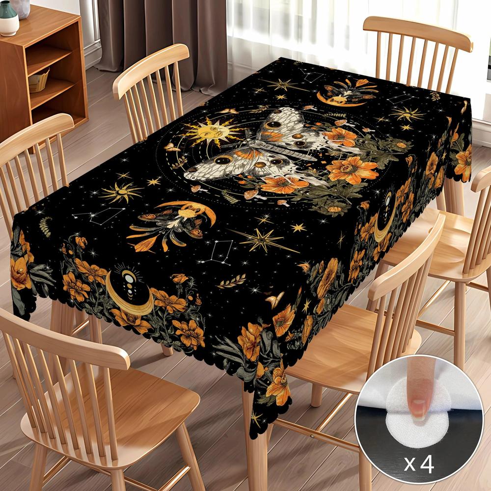 Gothic Moth Sun Moon Butterfly Witchy Tablecloth Wiccan Home Decor-MoonChildWorld