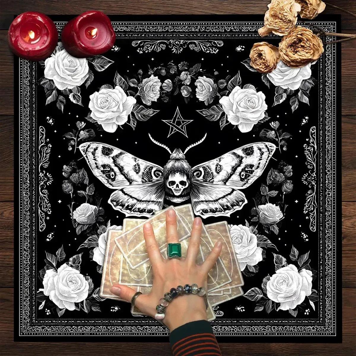 Gothic Moth Wicca Altar Cloth - Witch Tarot Tablecloth for Reading Divination Pagan Home Decor-MoonChildWorld