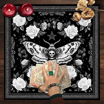 Gothic Moth Wicca Altar Cloth - Witch Tarot Tablecloth for Reading Divination Pagan Home Decor-MoonChildWorld