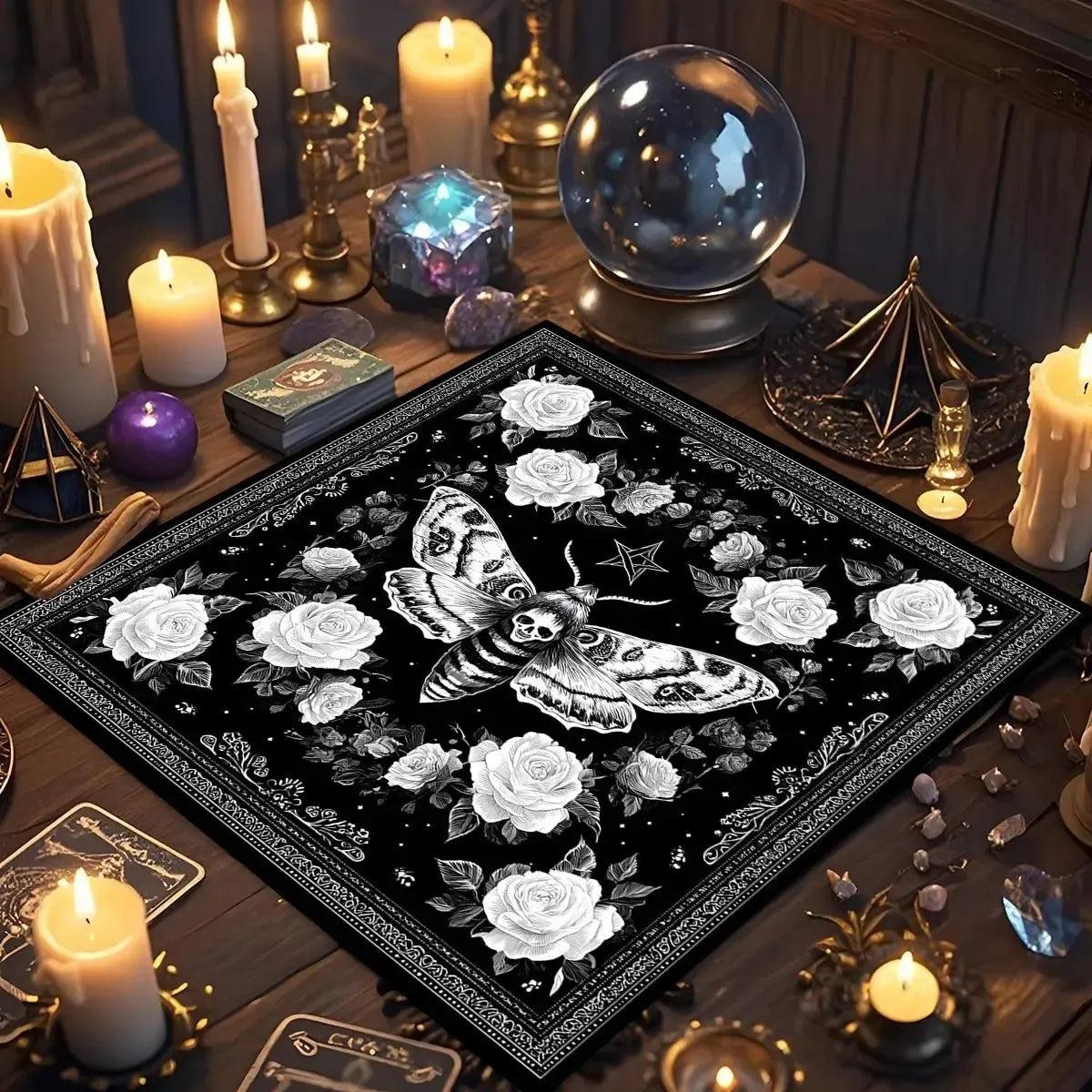 Gothic Moth Wicca Altar Cloth - Witch Tarot Tablecloth for Reading Divination Pagan Home Decor-MoonChildWorld