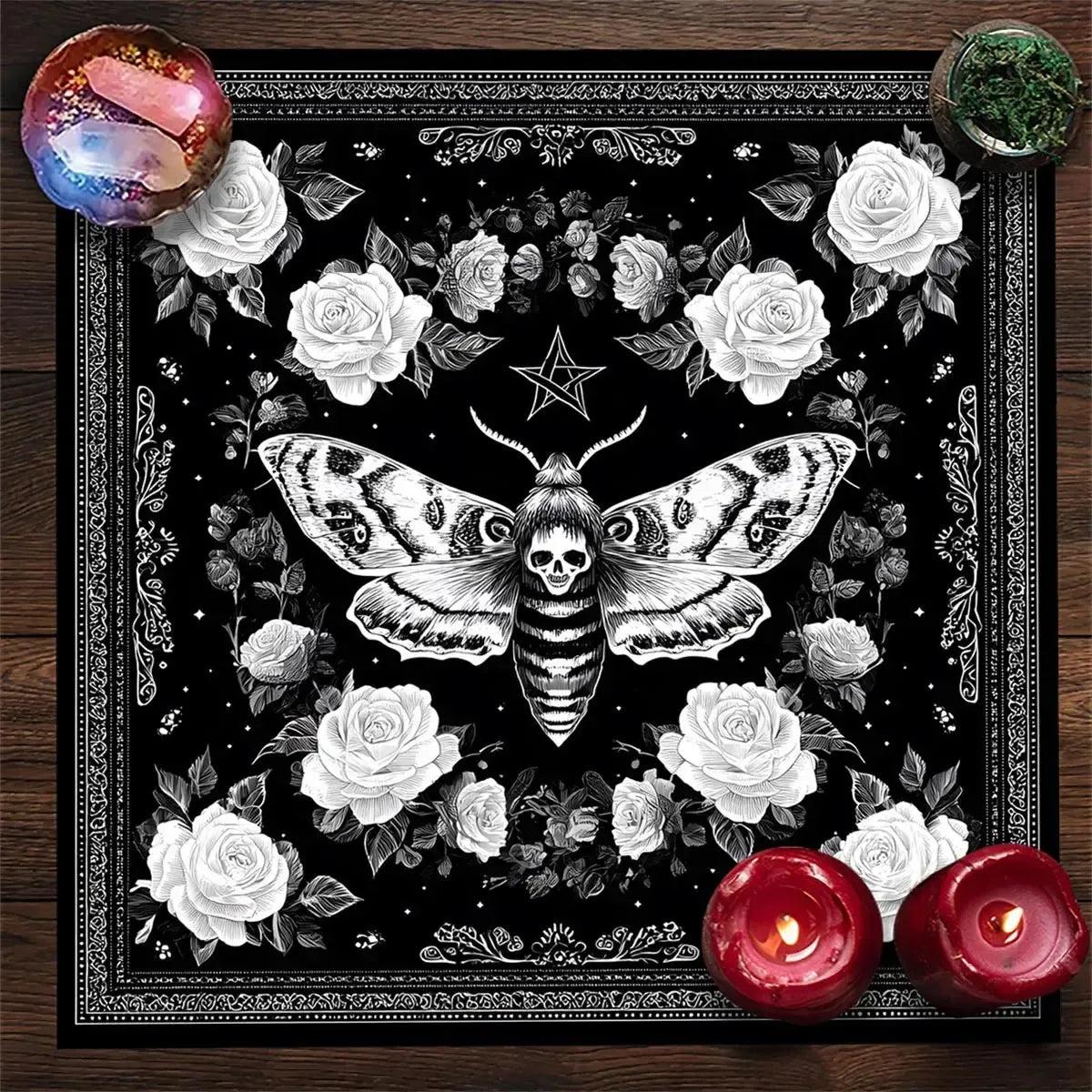 Gothic Moth Wicca Altar Cloth - Witch Tarot Tablecloth for Reading Divination Pagan Home Decor-MoonChildWorld