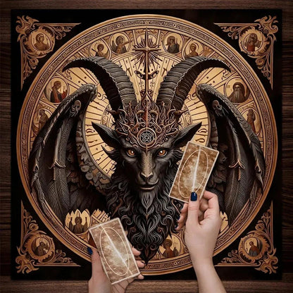 Gothic Mystic Goat Head Witchy Altar Cloth - Witchcraft Tablecloth For Tarot Reading-MoonChildWorld