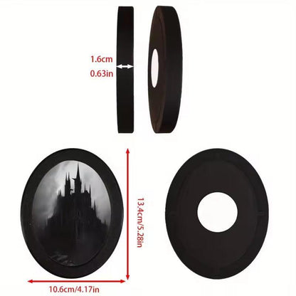 Gothic Oval Frame - Bloody Moon Castle with Gothic Architecture in Red and Durable Plastic Frame for Halloween-MoonChildWorld