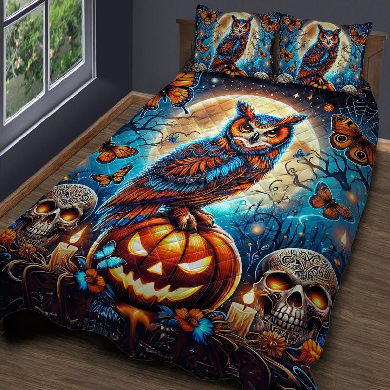 Gothic Owl Quilt Bedding Set for Halloween-MoonChildWorld