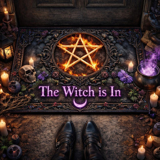 Gothic Pentagram Doormat – Pentacle Wicca Pagan Welcome Mat for Occult Decor-MoonChildWorld
