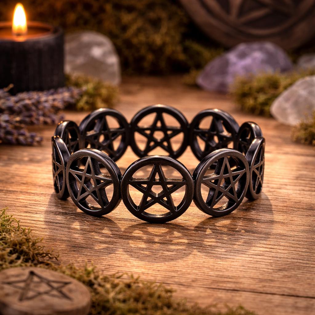 Gothic Pentagram Ring - Witchcraft Pentacle Ring Wiccan Pagan Jewelry-MoonChildWorld