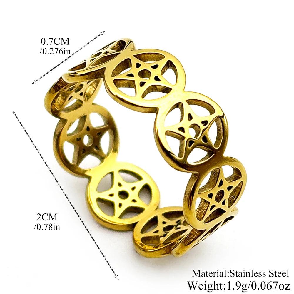 Gothic Pentagram Ring - Witchcraft Pentacle Ring Wiccan Pagan Jewelry-MoonChildWorld