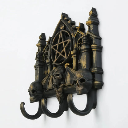 Gothic Pentagram Skull Bat Wall Hook Key and Jewelry Holder-MoonChildWorld