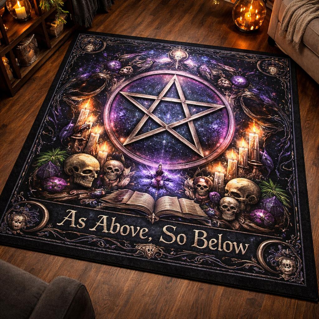 Gothic Pentagram Wicca Area Rug – Dark Aesthetic Witchcraft Carpet for ...